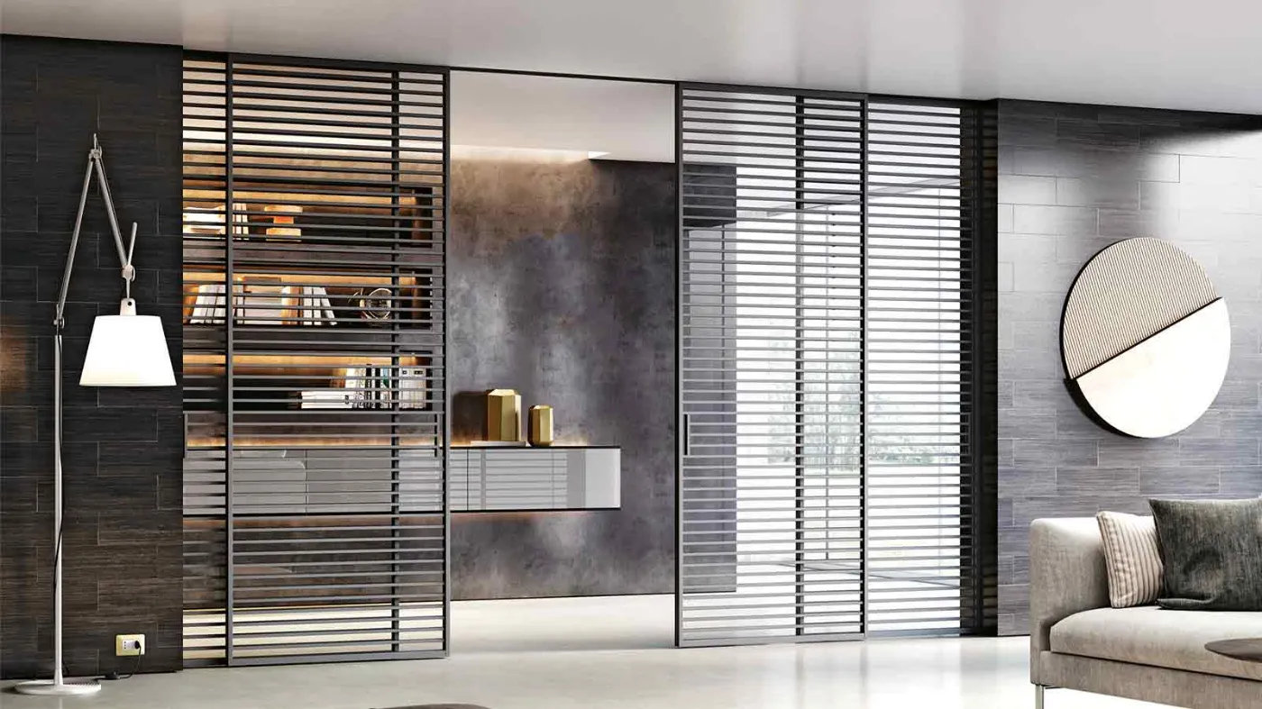 portes en verre et en aluminium pour l'intérieur
