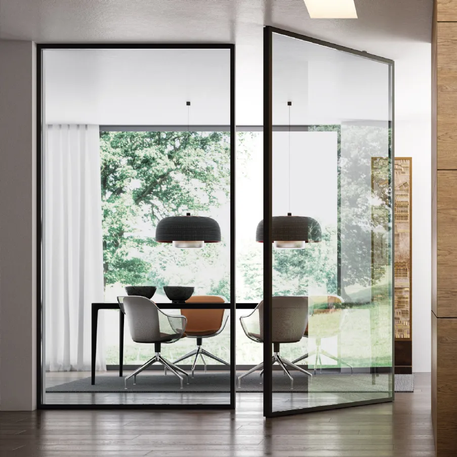 portes pivotantes bertolotto portes intérieures bidirectionnelles en aluminium et verre design
