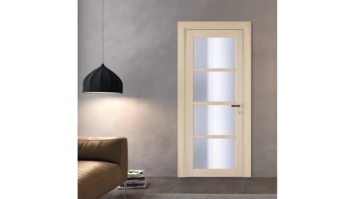 Porte en swing de bois et de verre