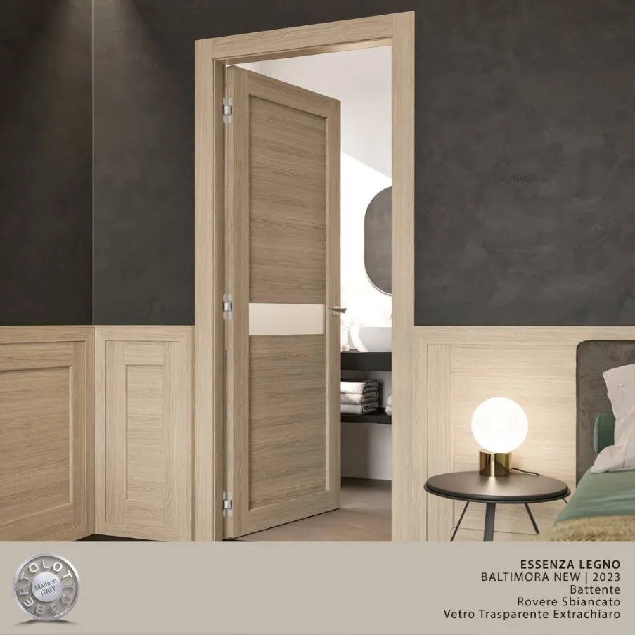 portes intérieures en bois et verre bertolotto pour la salle de bain