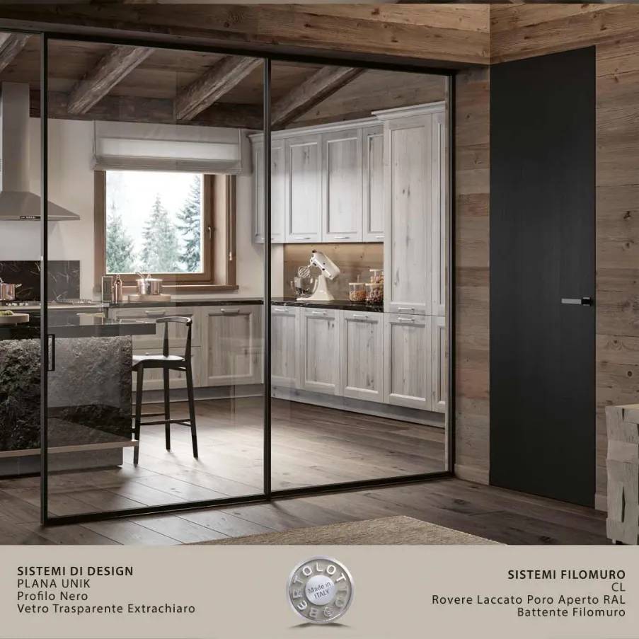 porte pour maison de montagne en verre et bois massif