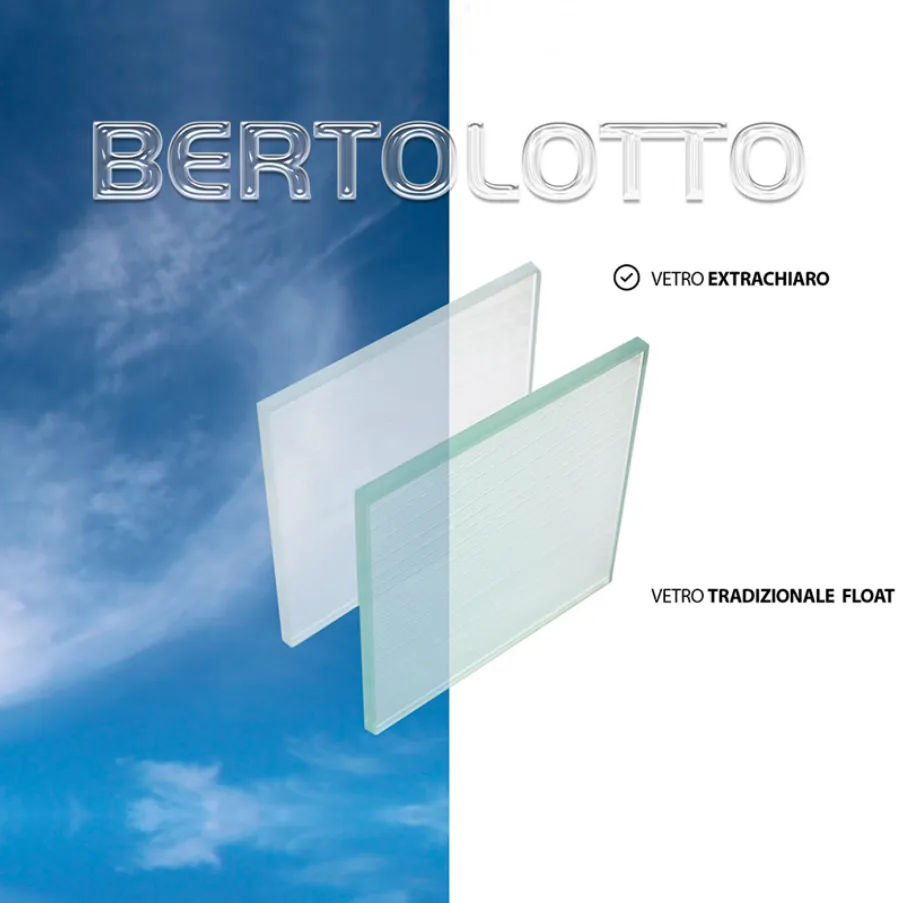 portes intérieures en verre bertolotto extra-clair fabriquées en Italie avec finition satinée transparente