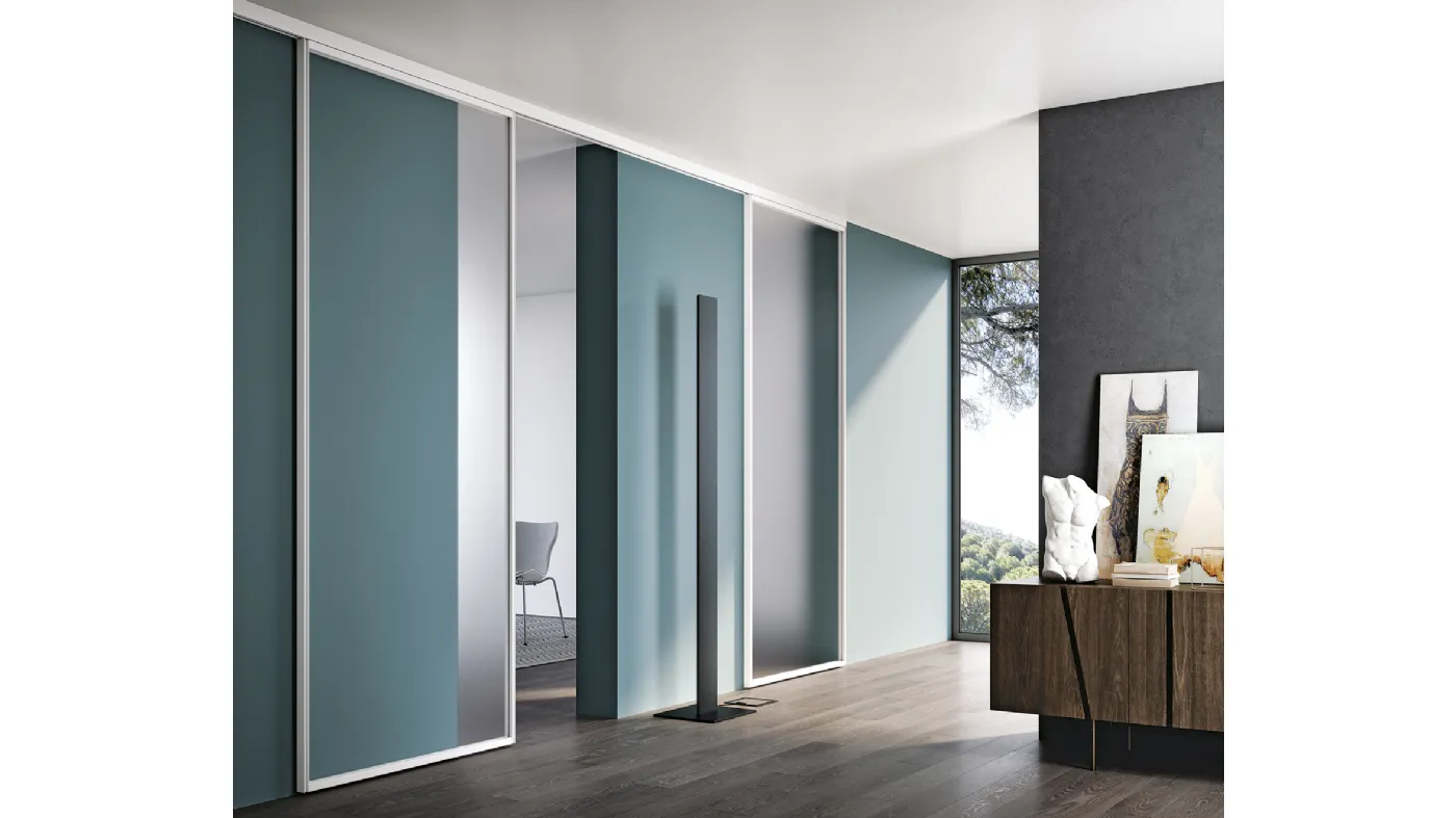 Bertolotto Portes coulissantes intérieures en verre mur extérieur Plana Design Systems