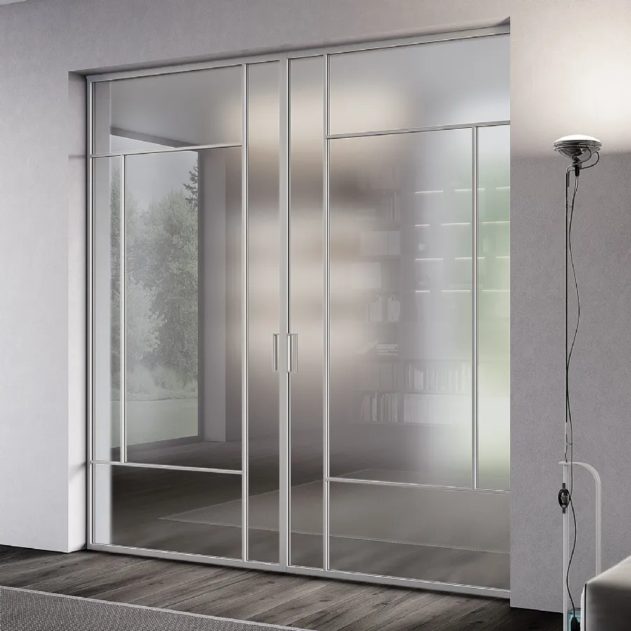 Portes coulissantes intérieures escamotables à paroi intérieure en verre transparent Portes italiennes bertolotot