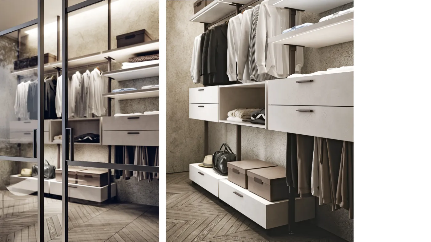 dressing de Bertolotto Design portes en systèmes coulissants en verre et aluminium et armoires